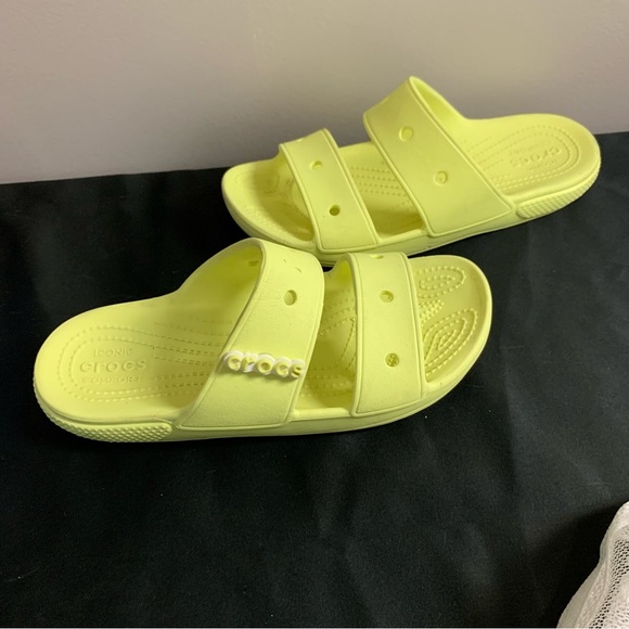 CROCS Neon Yellow Slide Sandals - Picture 3 of 5